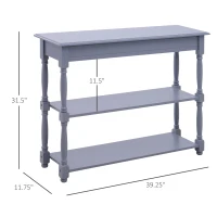 HOMCOM Console Table Modern Sofa Table with 2 Tier Shelves for Living Room, Entryway, Bedroom, Grey(m-3)