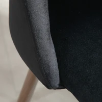 HOMCOM Upholstered Dining Chairs Set of 4, Velvet Accent Chair with Back and Wood-grain Steel Leg for Kitchen, Black(m-10)