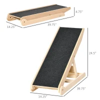 PawHut Height Adjustable Pet Ramp with Non-Slip Carpet Surfaces, 4 Levels Folding Dog Cat Ramp for Bed, Sofa & Car(m-3)