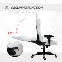 Vinsetto High Back Gaming Chair with RGB LED Lights, Adjustable Arms, and Lumbar Support, Racing Office Computer Chair with Head Pillow, White / Black(m-6)