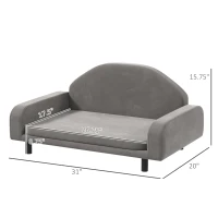 PawHut Raised Dog Sofa for Small and Medium Dogs with Soft Cushion, Gray(m-3)