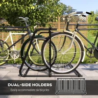 DURHAND All-Steel Bike Rack, 61" Bike Stand, 6-Bike Capacity, Dual-Side, for Garages Streets Yards Schools(m-4)