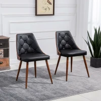 HOMCOM Dining Chairs Set of 2, Tufted Kitchen Chairs, PU Leather Upholstered Seats and Steel Legs for Dining Room, Black(m-8)
