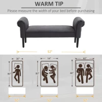 HOMCOM 52" End of Bed Bench, Linen Upholstered Ottoman Bench, Bedroom Entryway Bench With Armrests, Dark Gray(m-6)