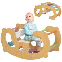 Qaba 2 in 1 Wooden Arch Ladder Baby Rocker for Toddlers 18-48 Months(m-11)