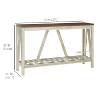 HOMCOM 52" Console Table, Farmhouse Narrow Entryway Table with Storage Shelf, Rustic Sofa Table with Anti-tipper for Living Room and Hallway, Oak(m-3)