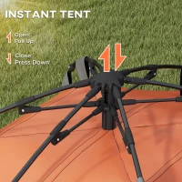Outsunny Pop up Camping Tent, 3-4 Man Family Tent, 3000mm Waterproof, with Carry Bag and Top Hook, Grey and Orange(m-4)
