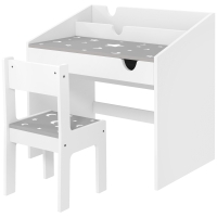 Qaba Kids Study Desk with Storage, Kids Desk and Chair Set for Bedroom & Study Room, Aged 3-6 Years, Gray