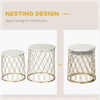 Outsunny Set of 2 Patio Round Nesting Coffee Table Set, Outdoor Stacking End Side Table with Metal Frame for Garden, Balcony, Backyard, Gold(m-4)
