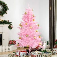 HOMCOM 5FT Artificial Christmas Tree Holiday Xmas Tree Decoration with Automatic Open for Home Party, Pink(m-8)