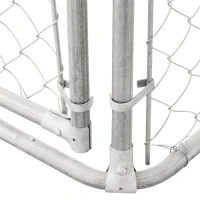 PawHut Dog Kennel Outdoor Run Fence with Roof, Steel Lock, Mesh Sidewalls for Backyard & Patio, 9.8' x 9.8' x 7.7'(m-10)