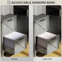 HOMCOM Vertical Filing Cabinet with 2 Drawers, Rustic Farmhouse Office Storage Cabinet for A4, Letter Size, Stone Grey(m-6)