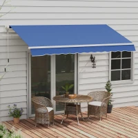 Outsunny 12' x 10' Manual Retractable Awning Outdoor Sunshade Shelter with Adjustable & Versatile Design(m-10)