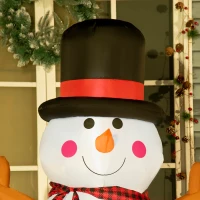 HOMCOM 6ft Tall Giant Outdoor Indoor Inflatable Snowman Christmas Decoration for Lawn with Hat Scarf LED Lights(m-9)