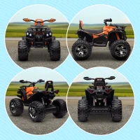 Aosom 12V 4 Wheeler Kids ATV with Music, Headlights for 37-60 Months Boys and Girls, Orange(m-9)