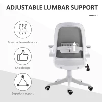 Vinsetto Office Chair 360° Swivel Task Desk Breathable Fabric Computer Chair with Flip-up Arms and Adjustable Height, Grey(m-6)