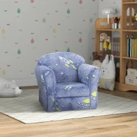 Qaba Toddler Chair with Luminous Universe Design, Wooden Frame, for 18-36 Months, Blue(m-8)
