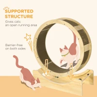 PawHut 36" Cat Wheel for Indoor Cats with Brake for Health and Fitness, Oak(m-5)