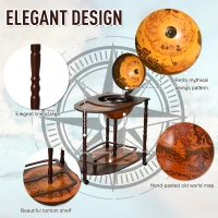 HOMCOM Rolling 28" Globe Wine Bar Stand Wine Cabinet Bottle Shelf Holder Wine Host Trolley with Wheels for 18 Bottles, Brown(m-5)