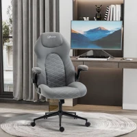 Vinsetto Home Office Chair, Height Adjustable Desk Chair with Flip Up Armrests, Swivel Wheels and Tilt Function, Light Gray(m-10)