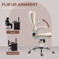 HOMCOM Microfiber Executive Office Chair, Desk Chair with Padded Flip-up Arms, Adjustable Height and Tilt Function, White(m-5)