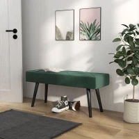 HOMCOM 39 Inches Upholstered Bedroom Bench, Modern End of Bed Bench with Steel Legs, Green(m-10)