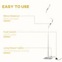 HOMCOM Modern Spiral Floor Lamp with Square Base and Foot Switch, Silver(m-7)