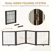 PawHut Wooden Dog Gate for Small & Medium Dogs 4 Panel w/ Support Feet Foldable Pet Fence for House Doorway Coffee(m-5)