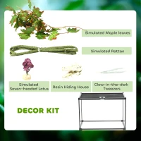 PawHut 14 Gallon Glass Reptile Terrarium Tank, Box Full View with Sliding Screen Top, 20" x 12" x 14", Black(m-8)