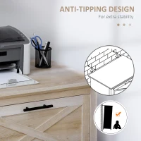 HOMCOM Retro Wooden 2-Drawer Lateral File Chest Cabinet Pedestal for Document Storage with Hanging Bar for Letter/Legal Size, White Oak(m-6)