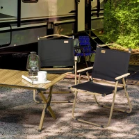 Outsunny 2 Pack Folding Camping Chair, Lightweight & Portable Beach Chairs Armchairs, Perfect for Festivals, Fishing, Picnic and Hiking, Black(m-10)