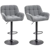 HOMCOM Swivel Barstools Set of 2 Adjustable Bar Stools with Footrest Armrests for Dining Room Grey(m-2)