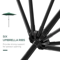Outsunny 8.5FT Patio Umbrella, Round Garden Parasol with 6 Ribs, Market Sunshade Tilt Canopy w/ Crank Handle for Outdoor, Green(m-9)