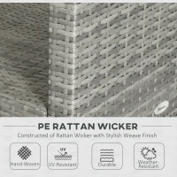 Outsunny 4 Piece Rattan Patio Furniture Set w/ Glass Table Top, Cushions for Backyard, Garden, Poolside, Deck, Charcoal Grey(m-4)