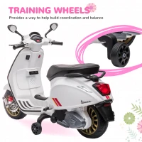 Qaba Vespa Licensed Kids Motorcycle 6V Toddler Motorcycle with Music, FM Radio, Headlight, WHite(m-6)