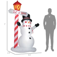 HOMCOM 7ft Christmas Inflatables Outdoor Decorationss Decorations Snowman with Street Light, Blow-Up LED Christmas Decor(m-3)