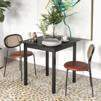 HOMCOM 30" Square Dining Table, Farmhouse Dining Room Table with Pine Wood Frame, Space Saving Small Kitchen Table, Black(m-8)