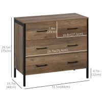 HOMCOM Dresser for Bedroom with 4 Drawers, Chest of Drawers with Metal Frame and Handles for Living Room, Hallway, Brown(m-3)