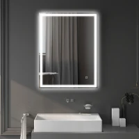 HOMCOM 36" x 28" Bathroom Mirror with LED Lights, Dimmable Makeup Mirror, Vanity Mirror with 3 Colors, Smart Touch, Anti-Fog(m-10)