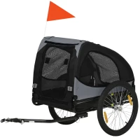 Aosom Dog Bike Trailer with Hitch Coupler, Quick Release Wheels, Reflectors, Flag for Medium Dogs, Black(m-2)