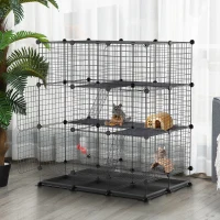 PawHut Rabbit Cage DIY Pet Playpen Small Animal Cage for Hedgehog Bunny Guinea Pig Chinchilla Ferret Kitten with Mallet Connectors and Cable Ties(m-1)