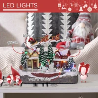 HOMCOM Christmas Village, Santa and Deer Skating Pond Animated Winter Wonderland Set with Multicolored LED Light, Plug-In Christmas Decoration(m-5)