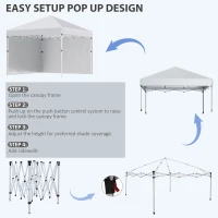 Outsunny 10' x 10' Pop Up Canopy with Sidewalls, Roller Bag, Height Adjustable Instant Tent for Outdoor, Garden, Patio, White(m-5)
