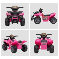 Aosom 6V Kids ATV Quad, 4 Wheeler Battery Powered Electric Ride on Car with Music, Forward, for Boys and Girls Ages 18-36 Months, Pink(m-9)