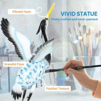 Outsunny Flying Crane Garden Statue, 42.5" Standing Lawn Ornament, Steel Garden Decor Bird Statue with Stakes for Lawn Patio Backyard Decoration, Mixed Colour(m-4)