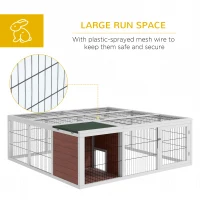 PawHut 64" Wooden Outdoor Rabbit Hutch Playpen Tortoise House Habitat with Run and Enclosed Cover(m-4)