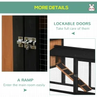 PawHut 69" Wooden Rabbit Hutch Pet Playpen Bunny House Enclosure with Run Box, Slide-out Tray, Ramp, for Rabbits and Small Animals, Black(m-6)