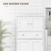 HOMCOM 50.5" Kitchen Storage Cabinet, Modern Kitchen Pantry Cabinet with 4 Doors, Drawer, Adjustable Shelf, White(m-4)