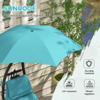 Outsunny Tanning Chair with Sunshade Roof, Rocking Base, Cushion, Headrest, Turquoise(m-4)
