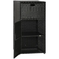 Outsunny Outdoor Towel Rack & Pool Toy Cabinet/Hot Tub Accessory Storage, Waterproof PE Rattan Cabinet & Basket Drawer for Indoor, Swimming Pool, Spa, 24"x24"x47", Dark Brown(m-11)